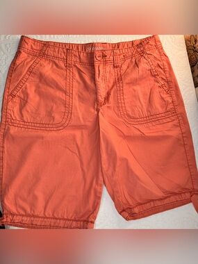 St. John's Bay Coral-Orange Flat Front Cinch Bottom Cotton Shorts
